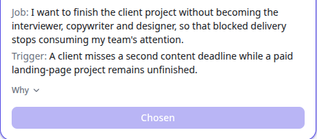 Audience job and trigger, with the Chosen selection state